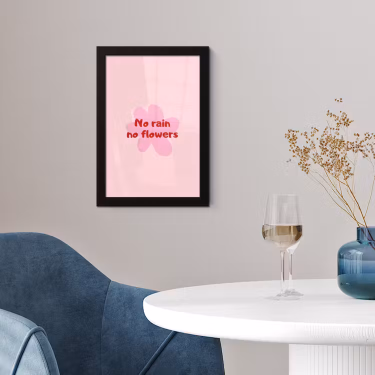 Poster met lijst - No rain no flowers - Bloem - Roze — 2