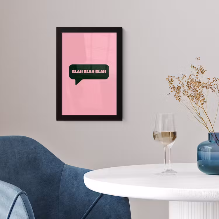 Poster met lijst - Roze - Tekstwolk - Groen - BLAH BLAH BLAH — 2
