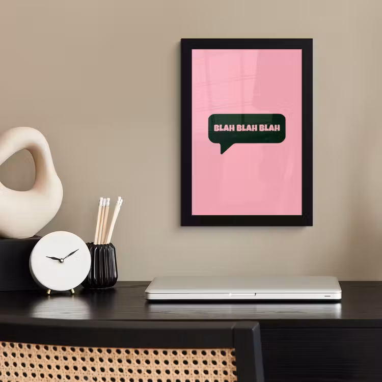 Poster met lijst - Roze - Tekstwolk - Groen - BLAH BLAH BLAH — 3
