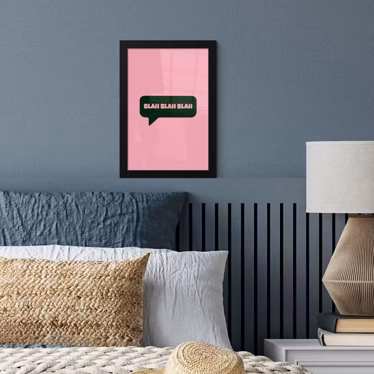 Poster met lijst - Roze - Tekstwolk - Groen - BLAH BLAH BLAH — 4