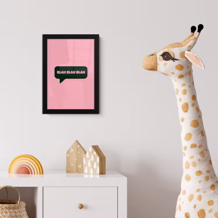 Poster met lijst - Roze - Tekstwolk - Groen - BLAH BLAH BLAH — 5