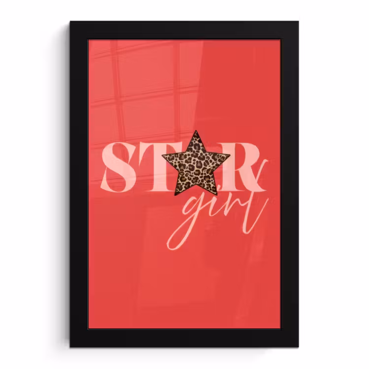 Poster met lijst - Star girl - Rood - Panter - Ster — 1