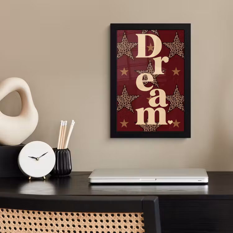 Poster met lijst - Sterren - Luipaardprint - Dream - Bordeaux — 3
