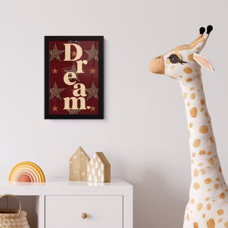 Poster met lijst - Sterren - Luipaardprint - Dream - Bordeaux — 5