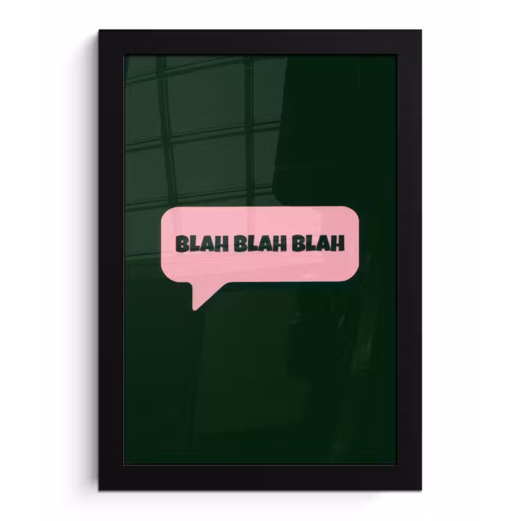 Poster met lijst - Tekstwolk - BLAH BLAH BLAH - Roze — 1