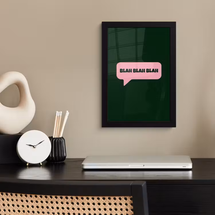 Poster met lijst - Tekstwolk - BLAH BLAH BLAH - Roze — 3