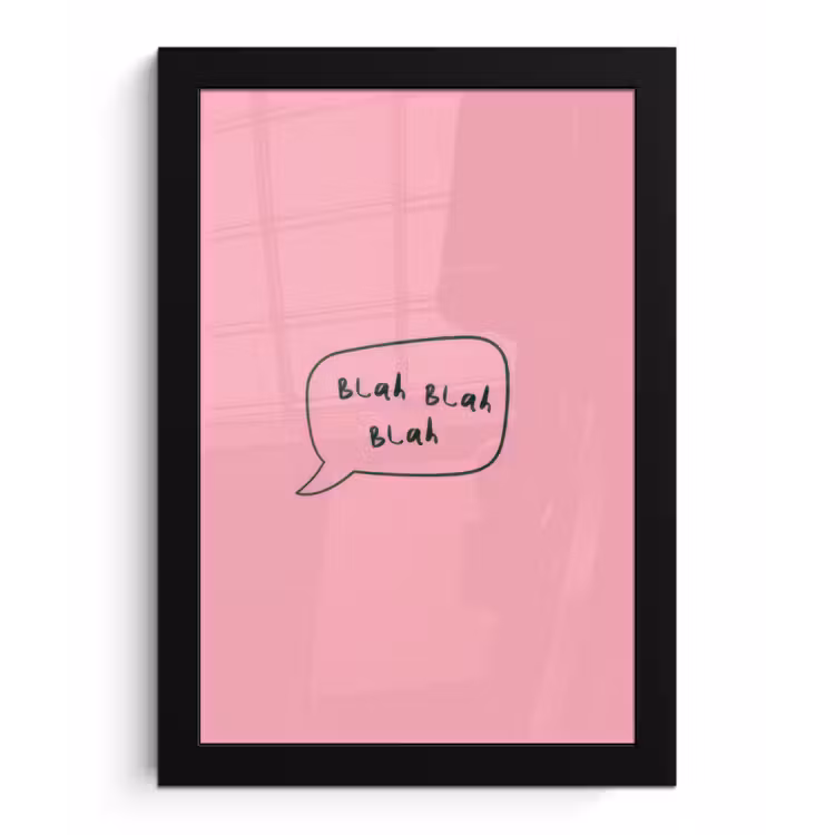 Poster met lijst - Tekstwolkje - BLAH BLAH BLAH - Roze — 1