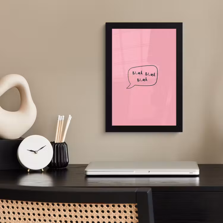 Poster met lijst - Tekstwolkje - BLAH BLAH BLAH - Roze — 3