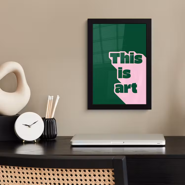 Poster met lijst - This is art - Schaduw - Roze — 3