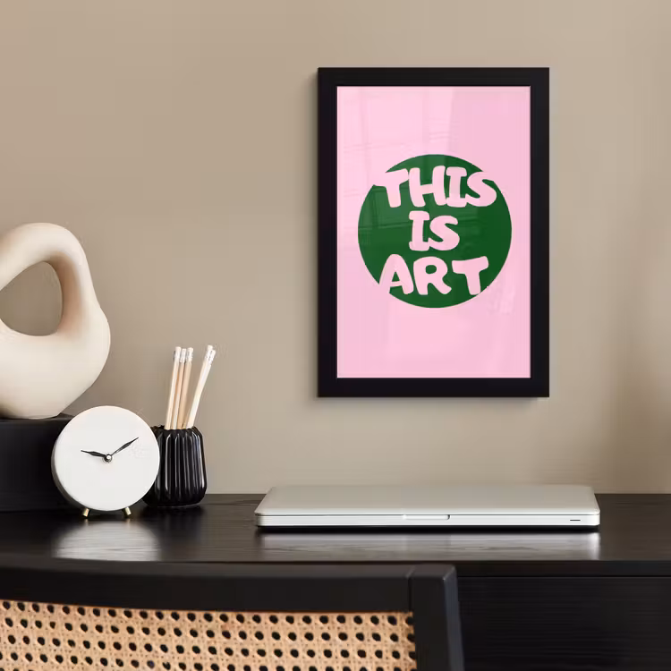 Poster met lijst - This is art - Tekst - Cirkel - Groen — 3