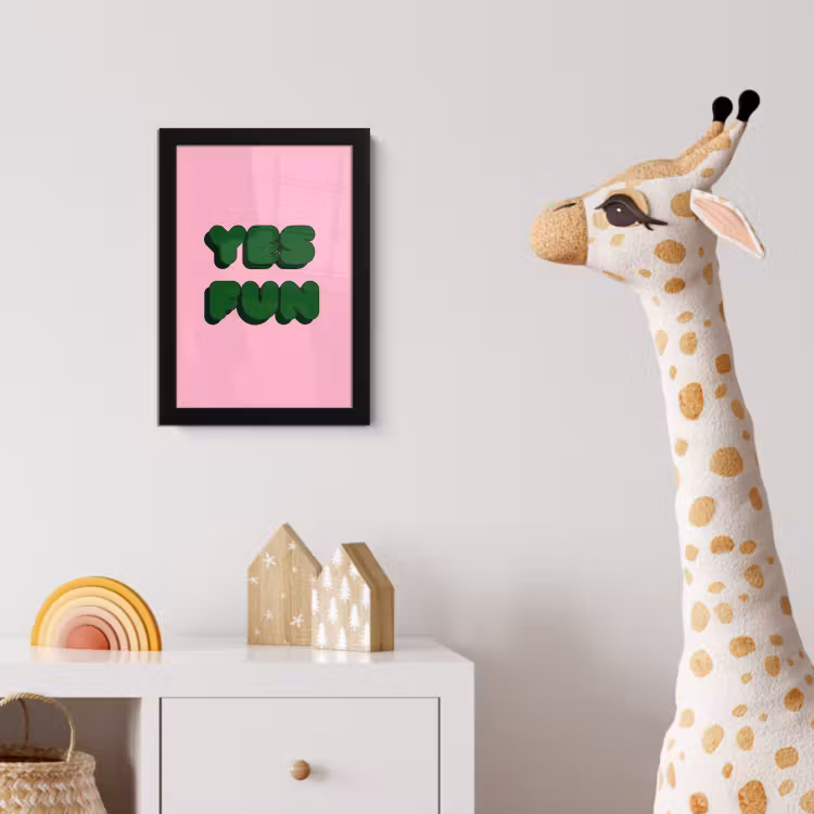 Poster met lijst - Yes fun - Groen - Roze — 5