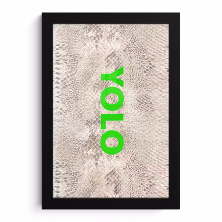 Poster met lijst - YOLO - Groen - Neon - Slangenprnt — 1