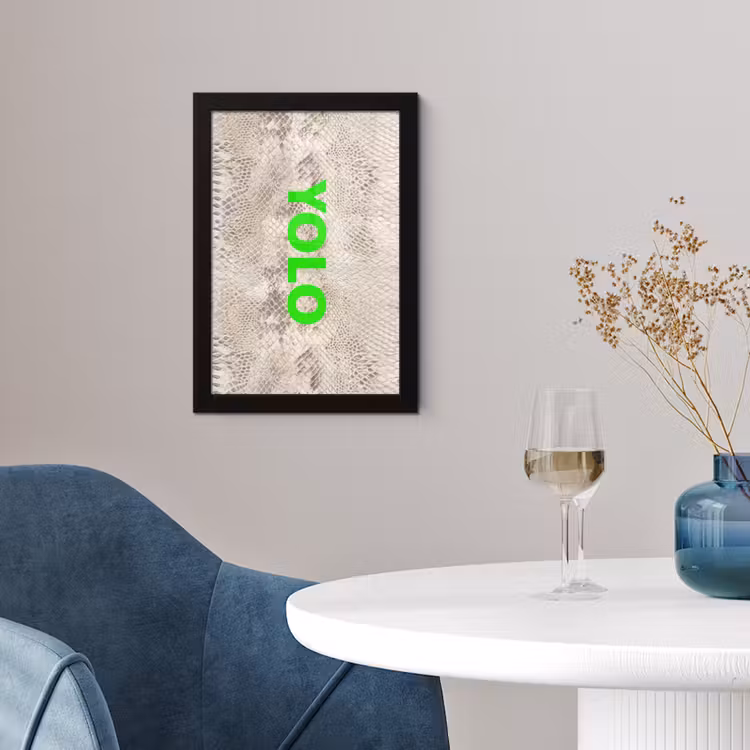 Poster met lijst - YOLO - Groen - Neon - Slangenprnt — 2