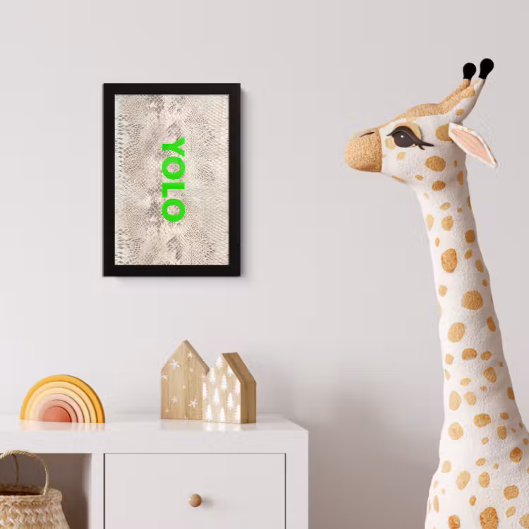 Poster met lijst - YOLO - Groen - Neon - Slangenprnt — 5