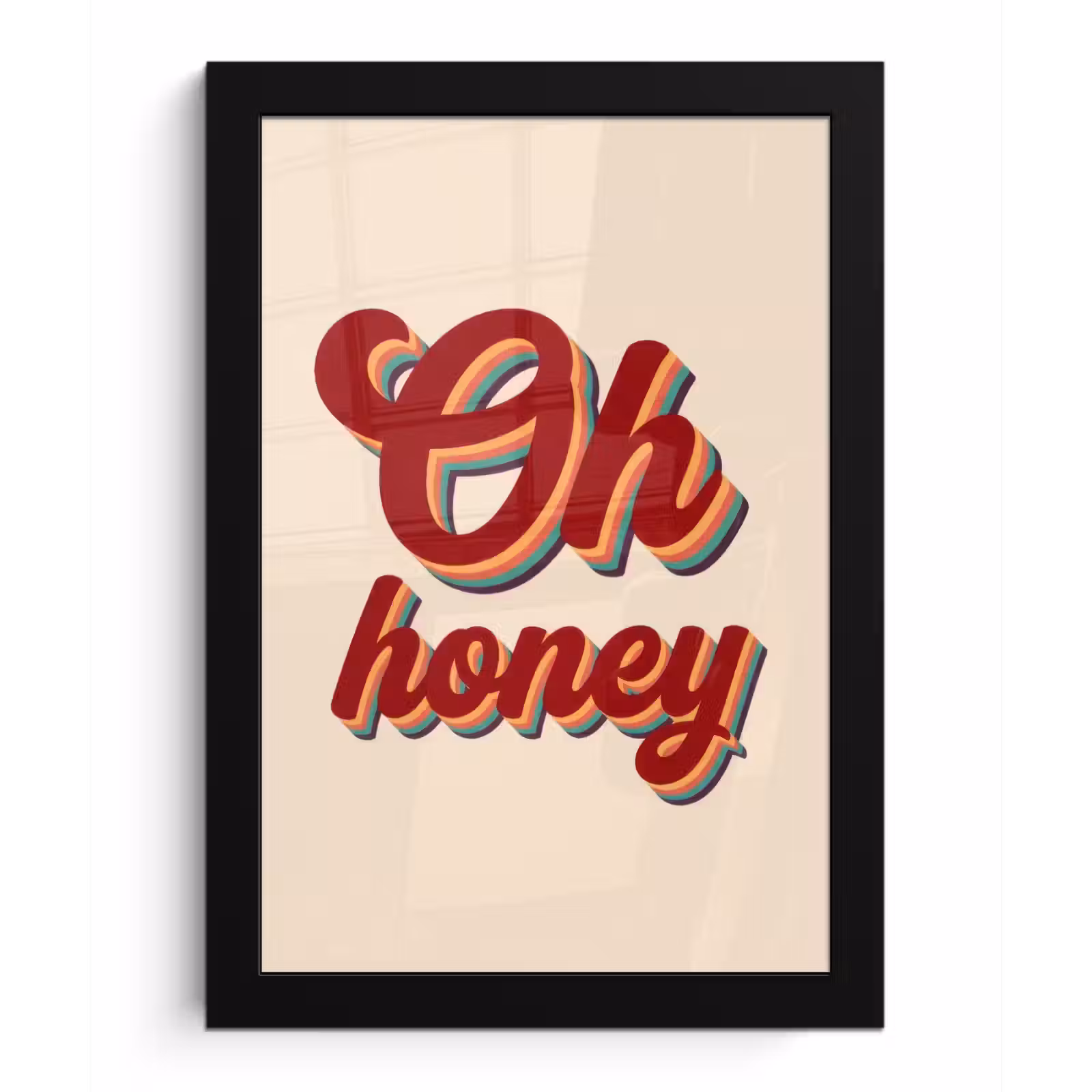 Poster met lijst - Oh honey - Rood - Schaduw — 1