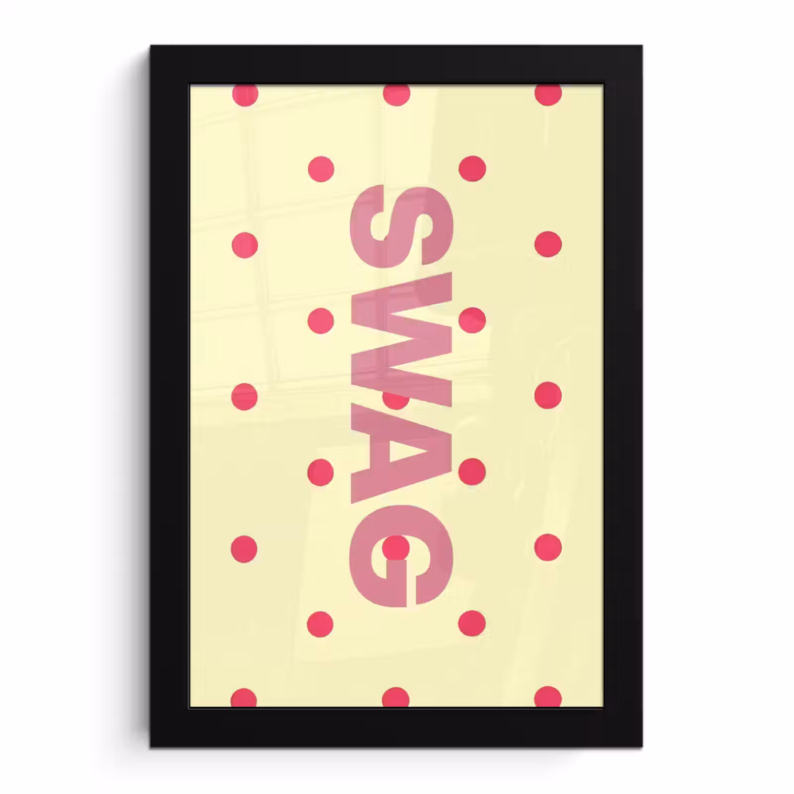 Poster met lijst - Swag - Roze - Stippen - Geel — 1