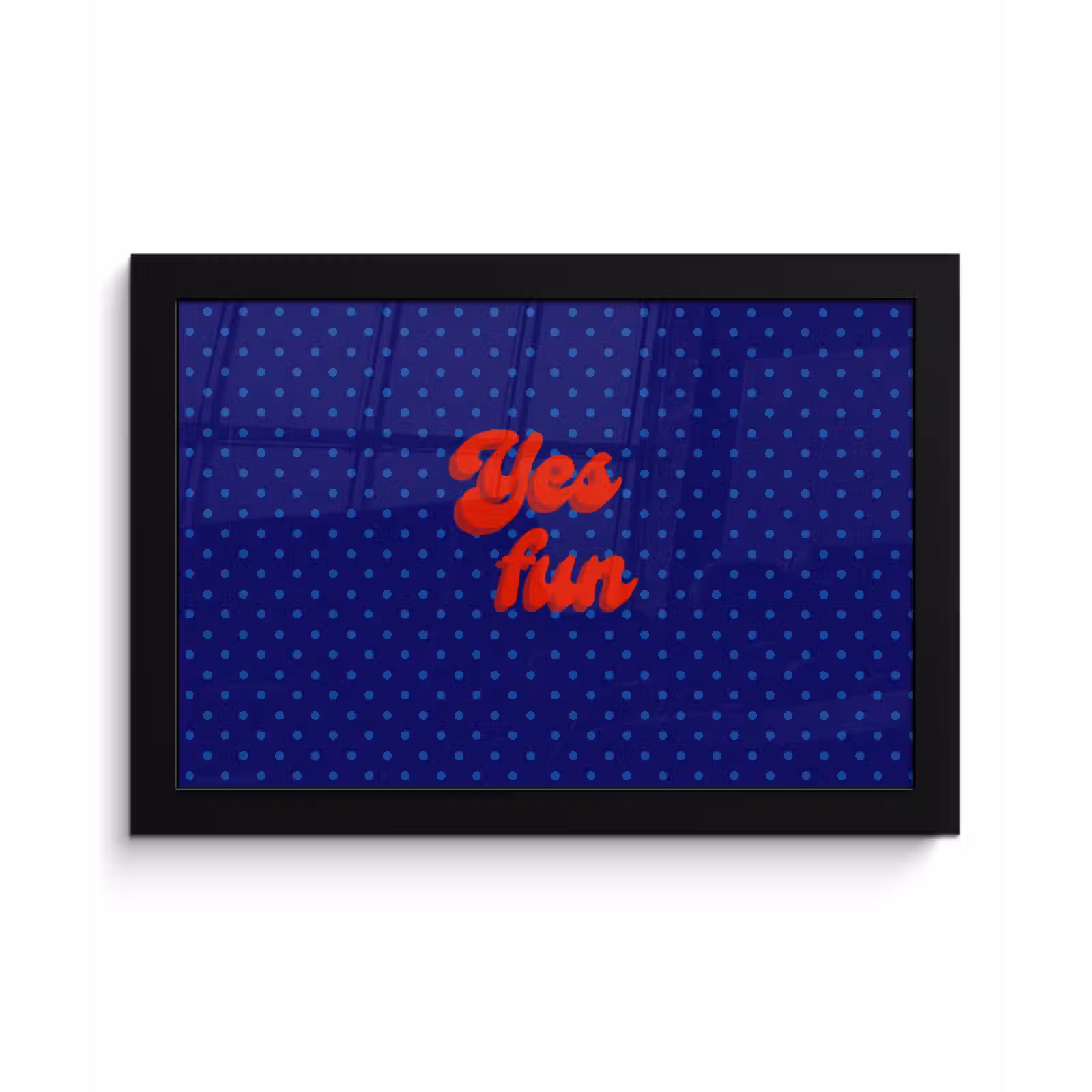 Poster met lijst - Yes fun - Rood - Blauw - Stippen — 1