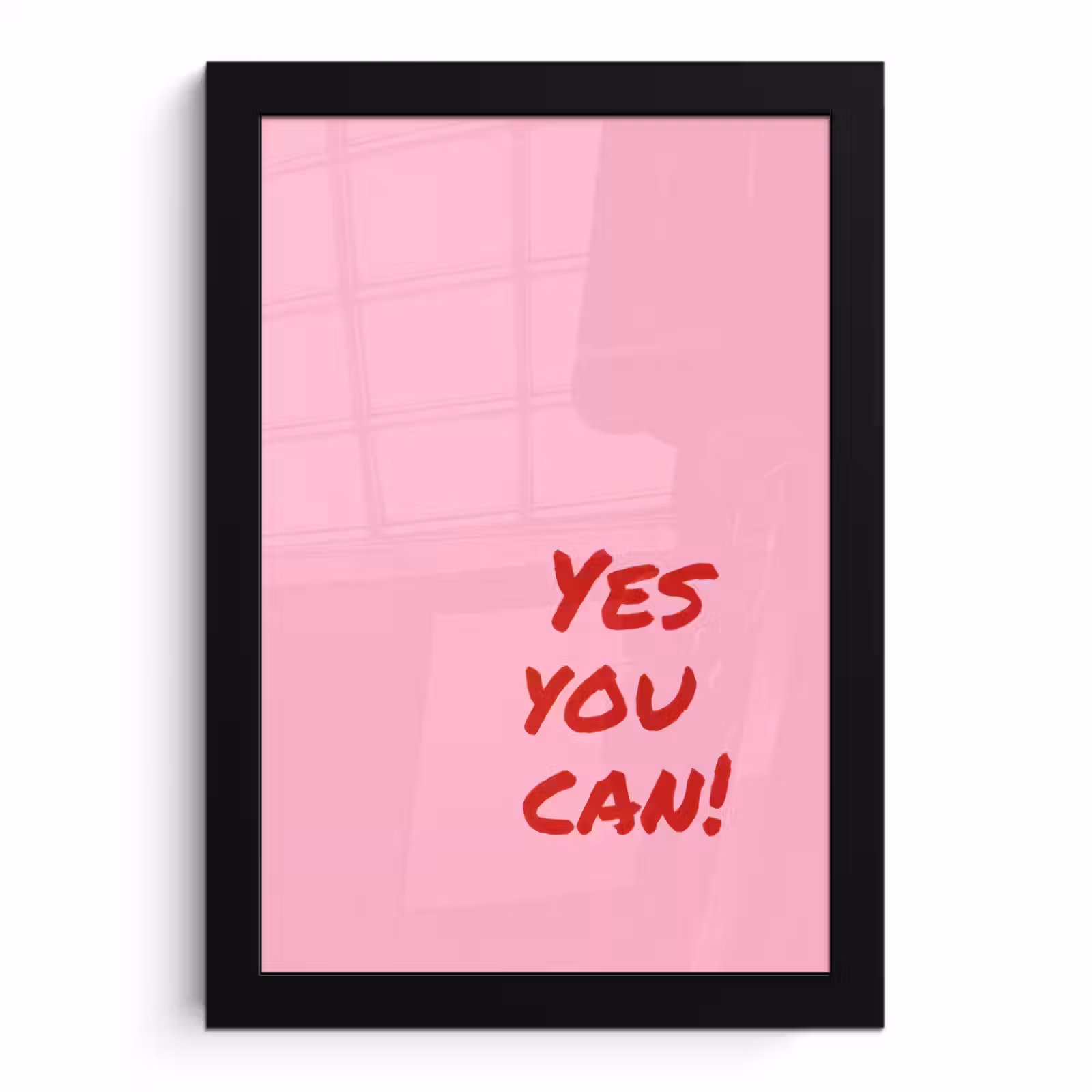 Poster met lijst - Yes you can do it - Rood - Roze — 1