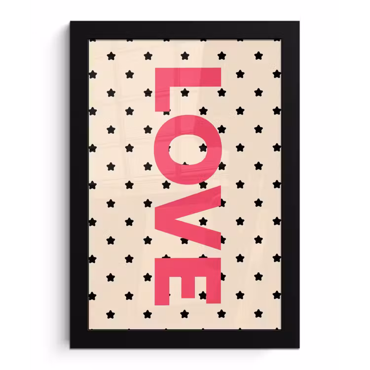 Poster met lijst - Love - Stippen - Roze — 1