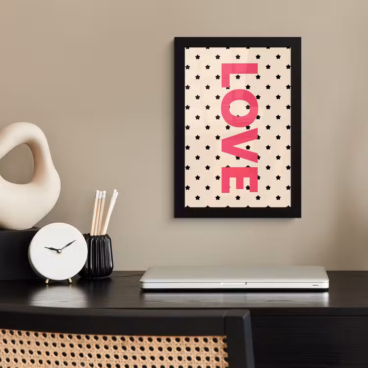 Poster met lijst - Love - Stippen - Roze — 3