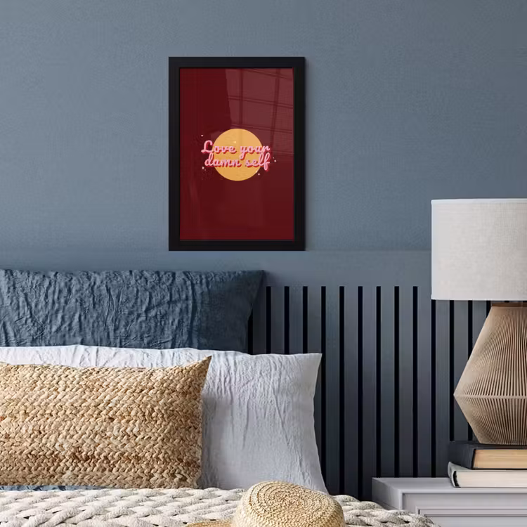 Poster met lijst - love your damn self - Cirkel - Glitter - Rood — 4