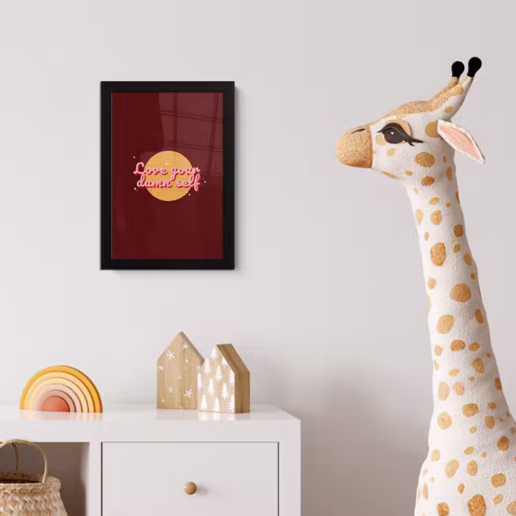 Poster met lijst - love your damn self - Cirkel - Glitter - Rood — 5