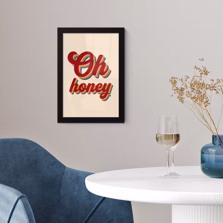 Poster met lijst - Oh honey - Rood - Schaduw — 2