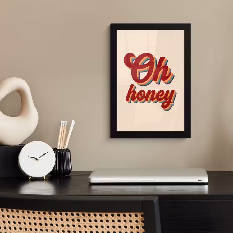 Poster met lijst - Oh honey - Rood - Schaduw — 3