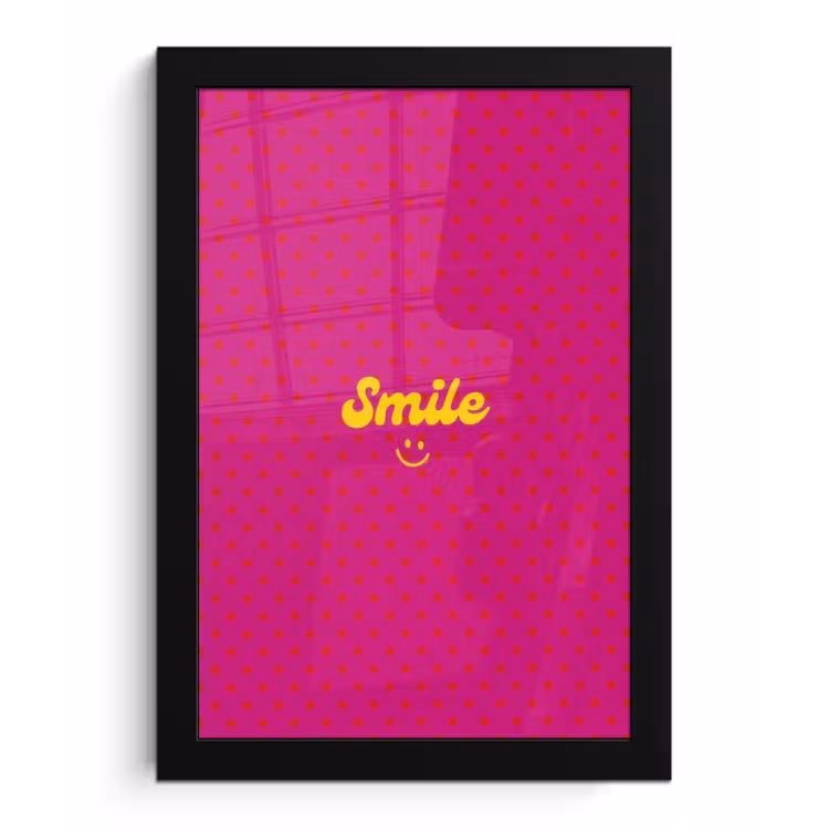 Poster met lijst - Smile - Stippen - Roze — 1