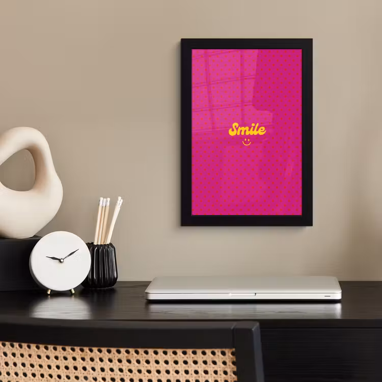 Poster met lijst - Smile - Stippen - Roze — 3