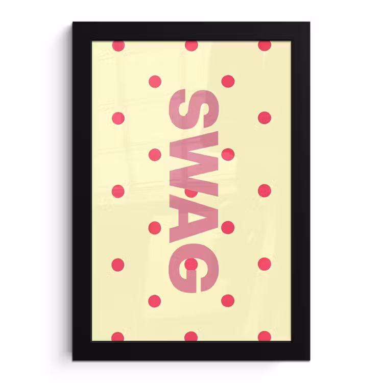 Poster met lijst - Swag - Roze - Stippen - Geel — 1
