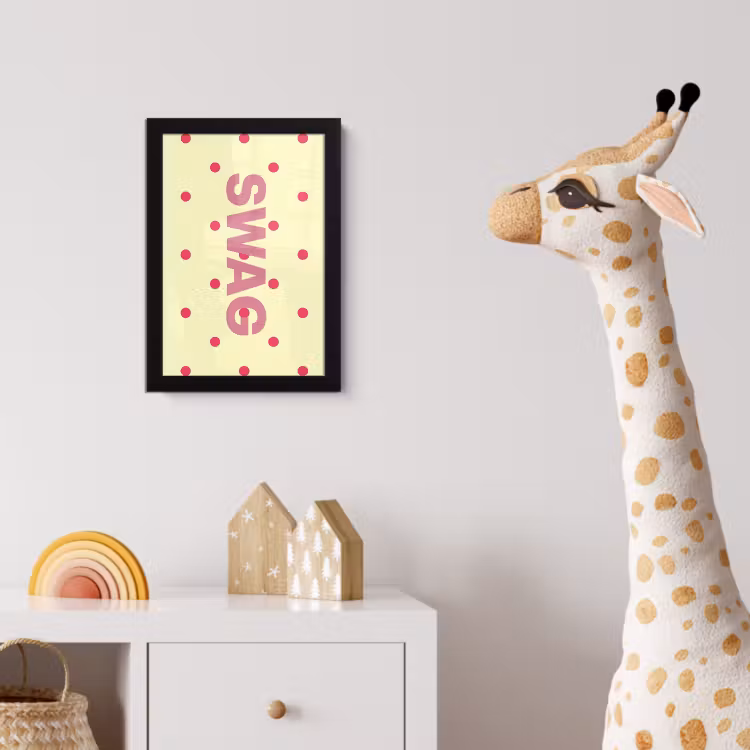 Poster met lijst - Swag - Roze - Stippen - Geel — 5