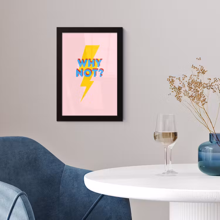 Poster met lijst - Why not - Bliksem - Roze — 2