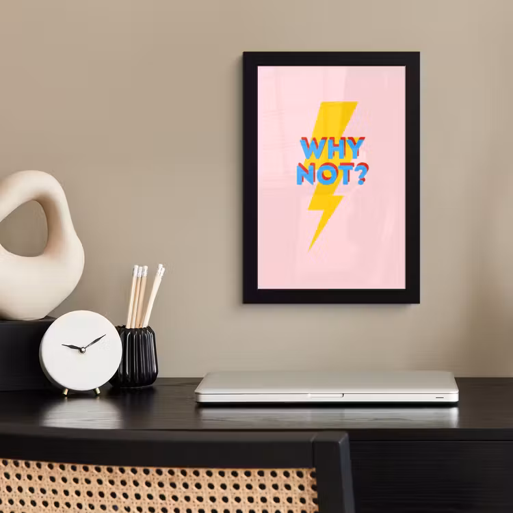 Poster met lijst - Why not - Bliksem - Roze — 3