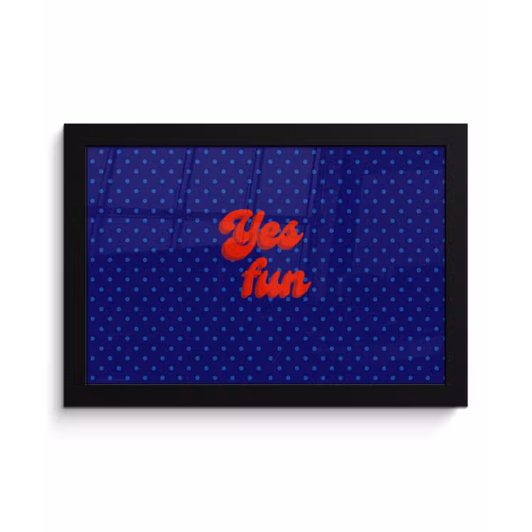 Poster met lijst - Yes fun - Rood - Blauw - Stippen — 1