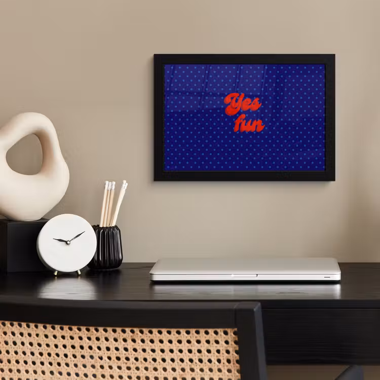 Poster met lijst - Yes fun - Rood - Blauw - Stippen — 3