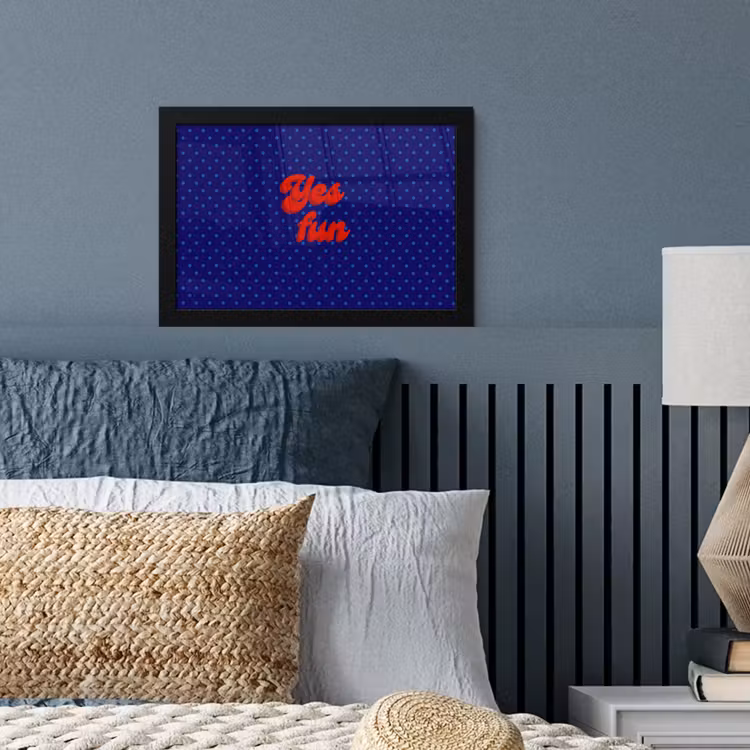 Poster met lijst - Yes fun - Rood - Blauw - Stippen — 4