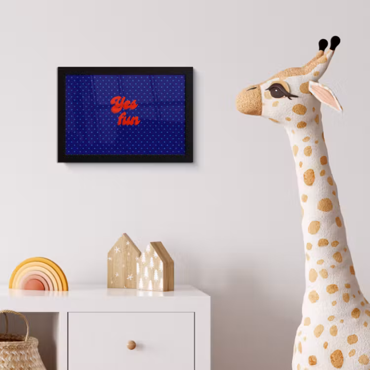 Poster met lijst - Yes fun - Rood - Blauw - Stippen — 5