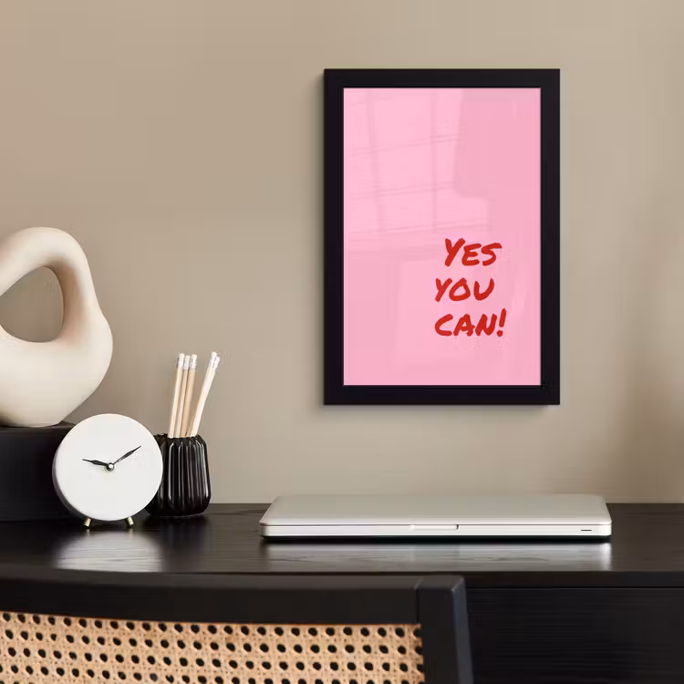 Poster met lijst - Yes you can do it - Rood - Roze — 3