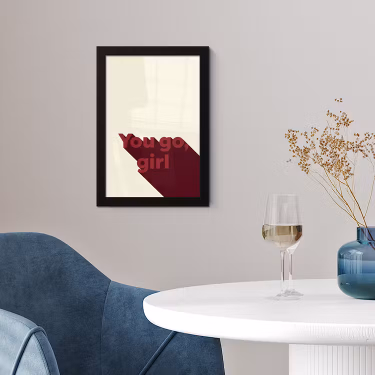 Poster met lijst - you go girl - 3D - Rood — 2