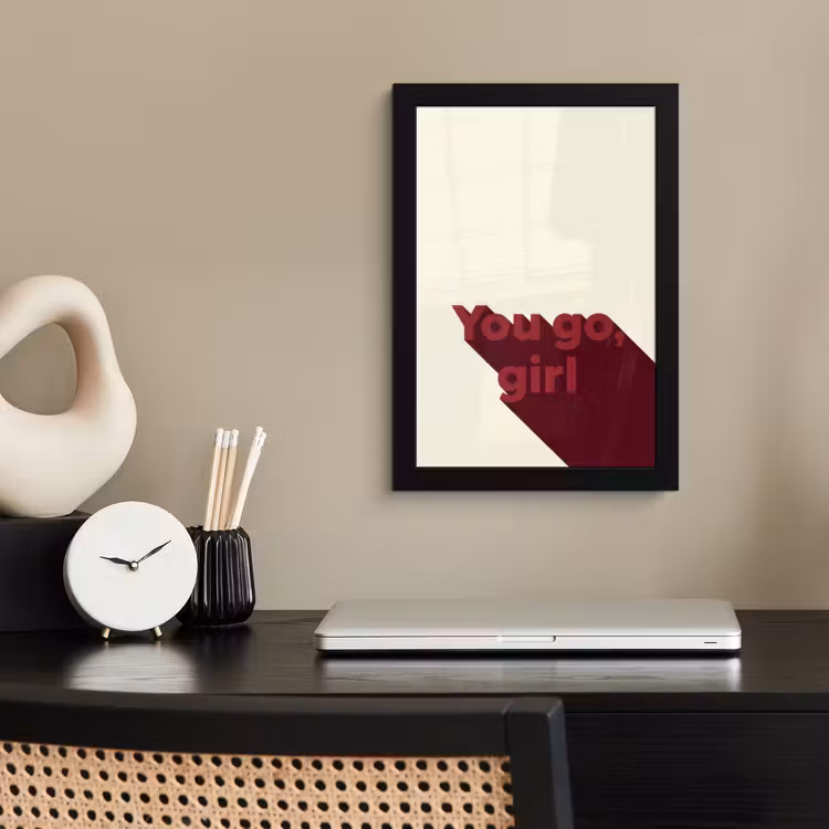 Poster met lijst - you go girl - 3D - Rood — 3