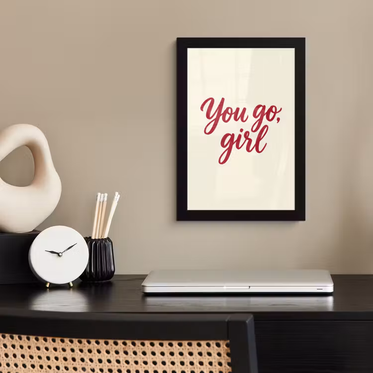 Poster met lijst - you go girl - Rood - Wit — 3