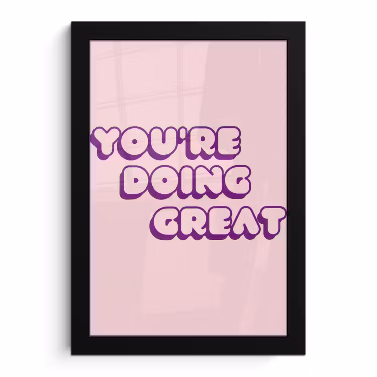 Poster met lijst - You're doing great - Roze - Bubble letters — 1