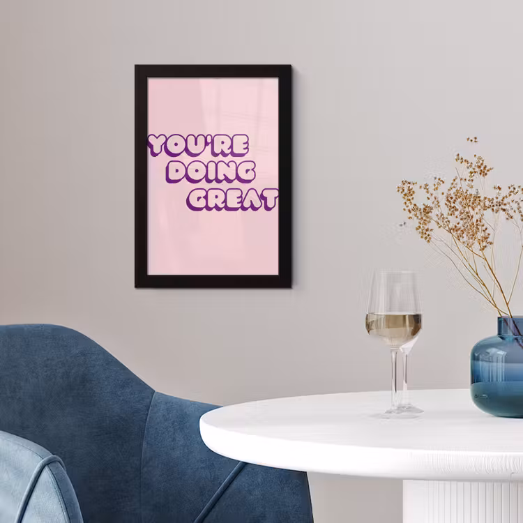 Poster met lijst - You're doing great - Roze - Bubble letters — 2