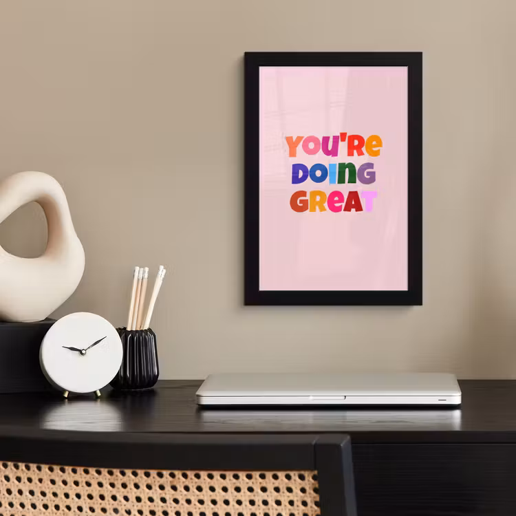 Poster met lijst - You're doing great - Roze - Kleurrijk — 3