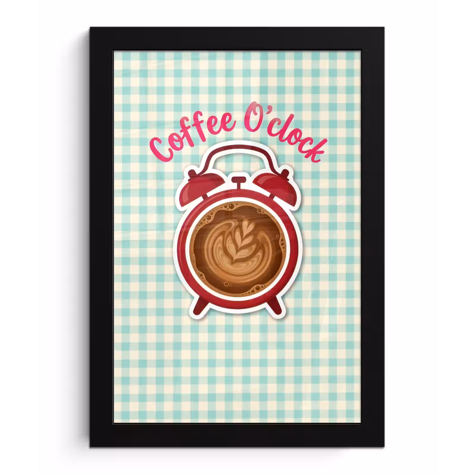 Poster met lijst - Koffie - Klok - Groen — 1