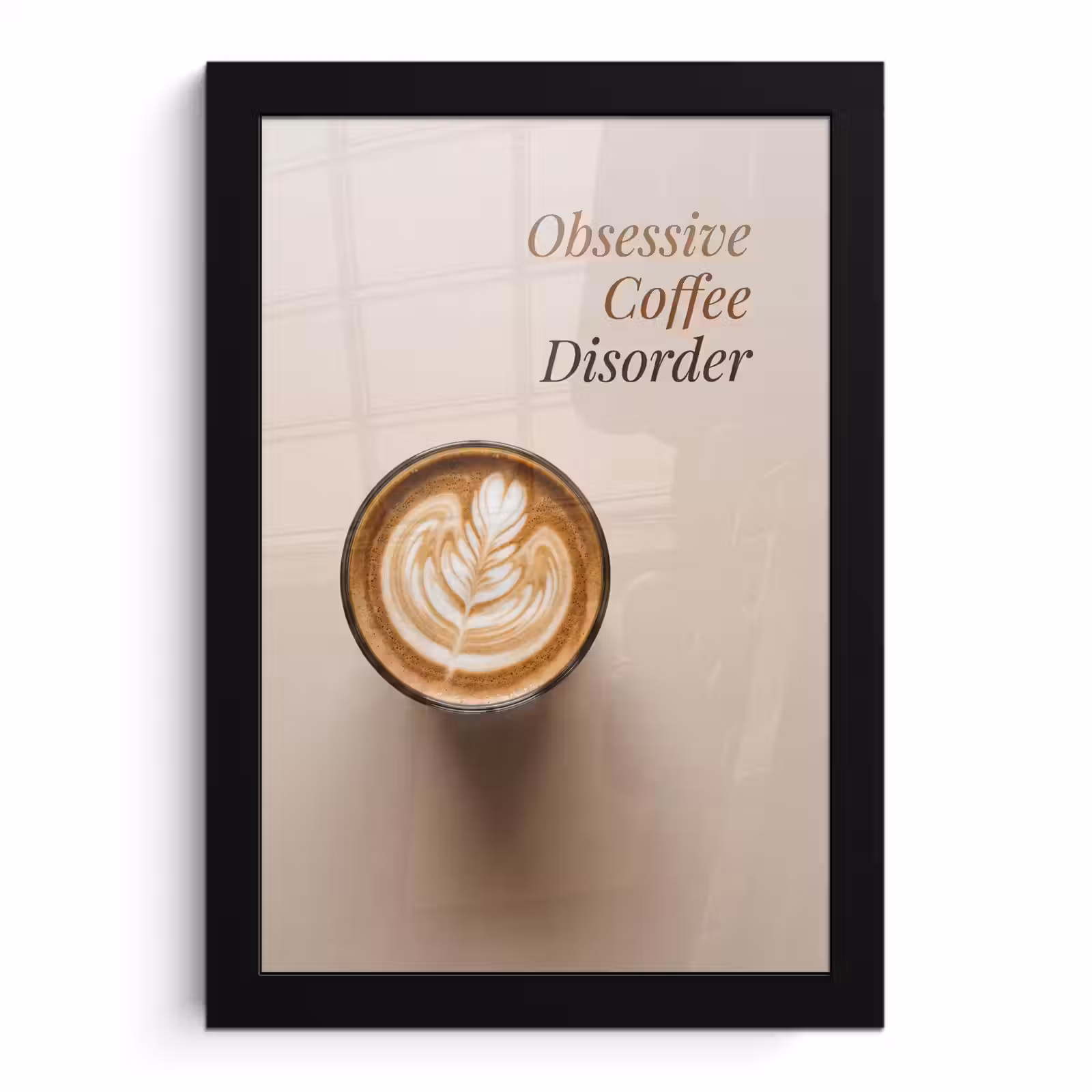 Poster met lijst - Koffie - Obessive Coffee Disorder - Beige — 1