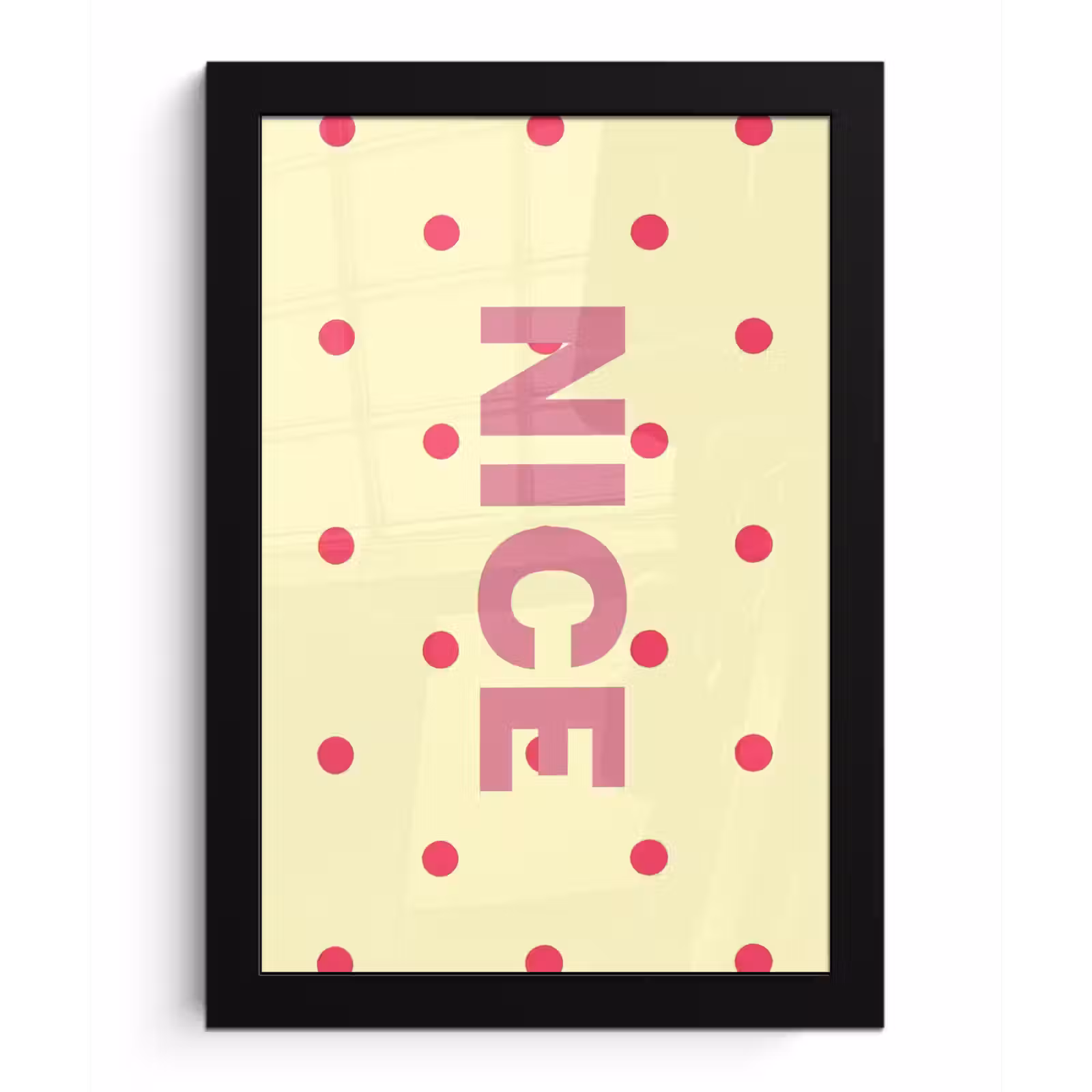 Poster met lijst - Nice - Stippen - Roze - Geel — 1