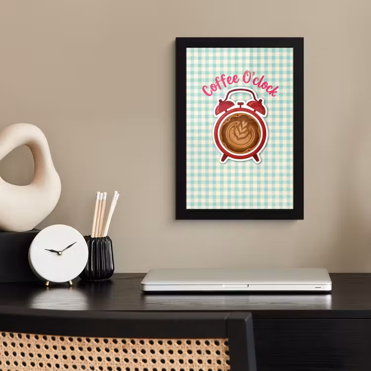 Poster met lijst - Koffie - Klok - Groen — 3