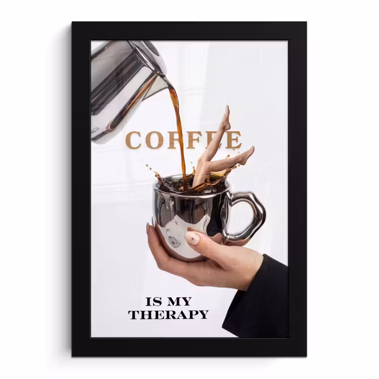 Poster met lijst - Koffie - Mok - Kan - Therapie — 1